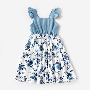 Mosaic 100% Cotton Floral Family Matching Blue Set